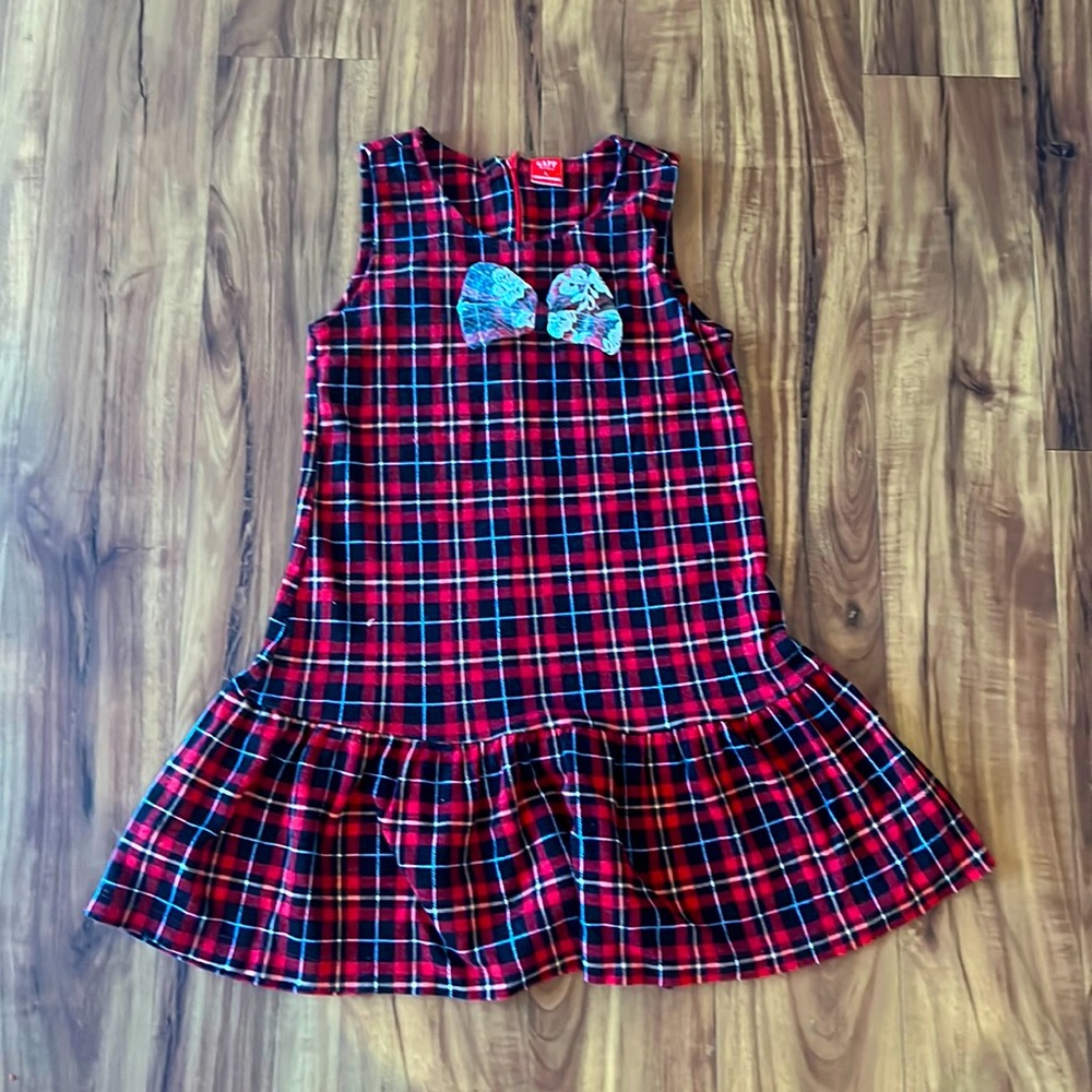Cute red and black plaid dress with bow